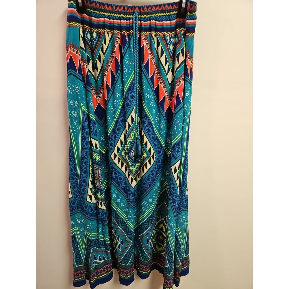 Flying Tomato Blue Aztec Southwestern Boho Maxi Skirt SZ M